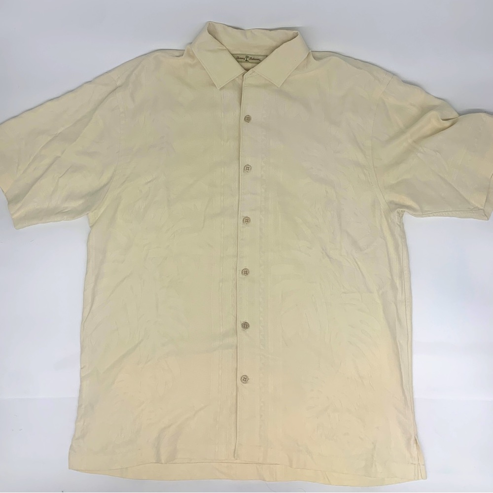 Tommy Bahama Cream Color Silk Aloha Shirt Size Large